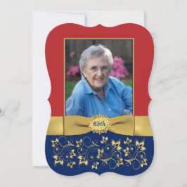 Vermelho, Marinho, Dourado 65 Foto Convite de Aniv