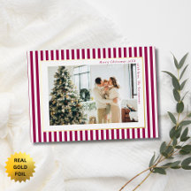 Vermelho Moderno de Frutas com Listras Foto Natal 