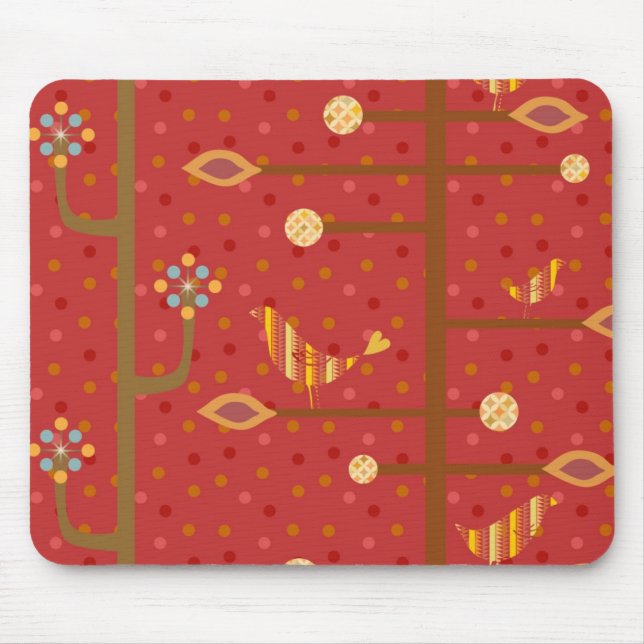 Vermelho Mousepad de BirdsInLove Design4 (Frente)