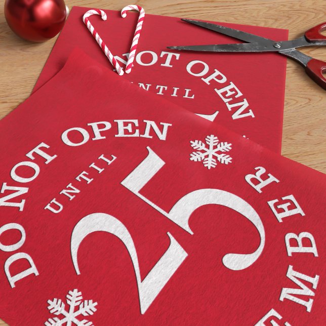 Vermelho Natal Engraçado Não Abrir Papel Tecido (Do not upon until Christmas. No peeking! Fun and festive tissue paper just for you)