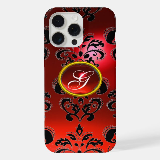 VERMELHO NEGRO DAMASK RUBY GEMSTONE MONOGRAM (Verso)