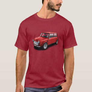 Vermelho no mini t-shirt clássico marrom do carro