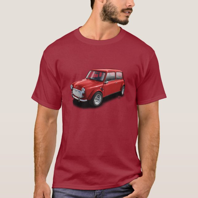 Vermelho no mini t-shirt clássico marrom do carro (Frente)