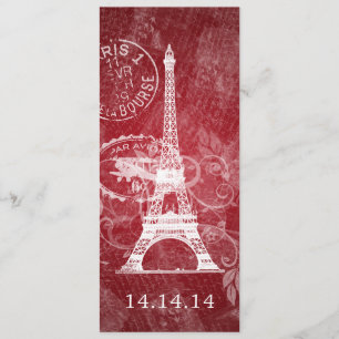 Vermelho romântico de Paris do menu elegante do