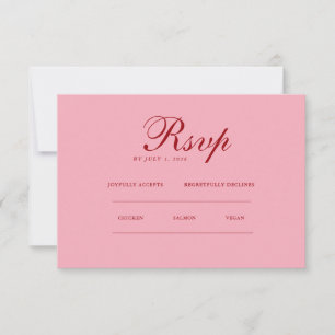 Vermelho rosa Minimalista Elegante   RSVP & QR Sit