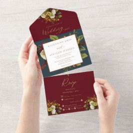 Vermelho Russo | Orange Floral Buquê Teal Wedding
