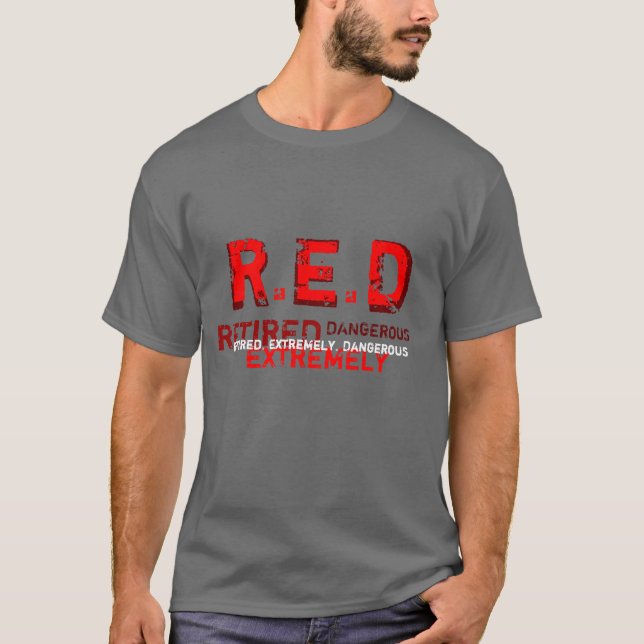 VERMELHO - t-shirt aposentado e extremamente (Frente)