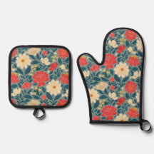 Vermelho, Verde e Creme Floral Chinoiserie