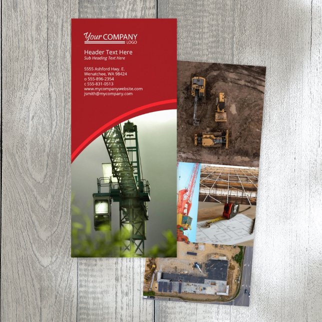 Vermelho Vibrante, Cartão de Prateleira Vertical d (red company branded rack card, red brochure template with logo, red flyer design)
