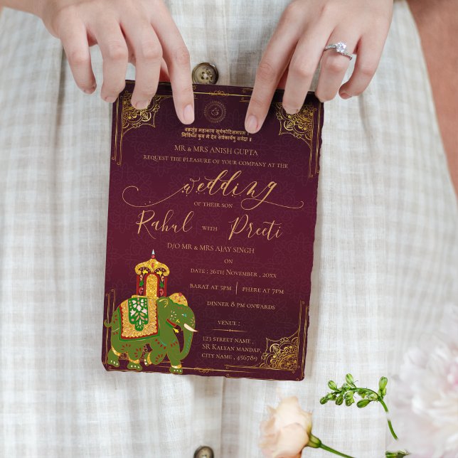 Vermelho Vibrante Dourado com o casamento índio de (Vibrant Red Gold With Lord Ganesh Indian Wedding)