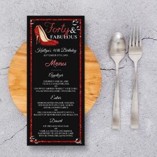 Vermelhos de brilho Menu de aniversário de 40 e
