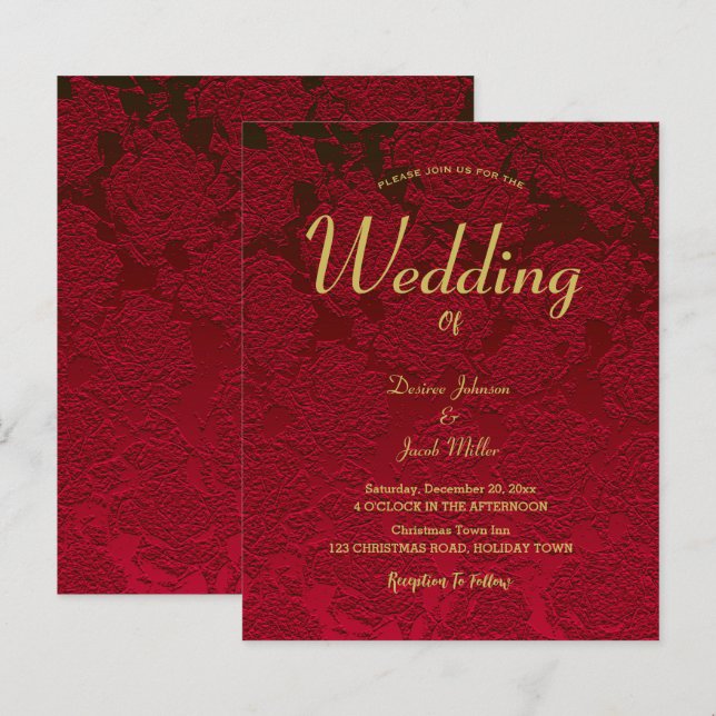 Vermelhos Dourados Elegante Moderno Orçamento Flor (Frente/Verso)