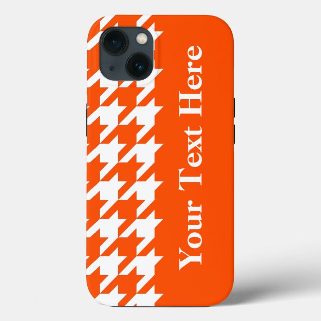 Vermilhões Elegante Houndstooth com texto personal (Verso)