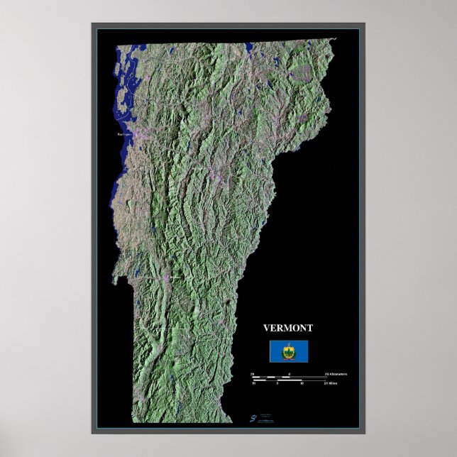 Vermont do poster de satélite espacial (Frente)