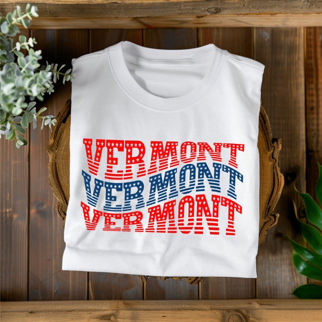 Vermont Vermelho e Blue Boho T-Shirt (Criador carregado)