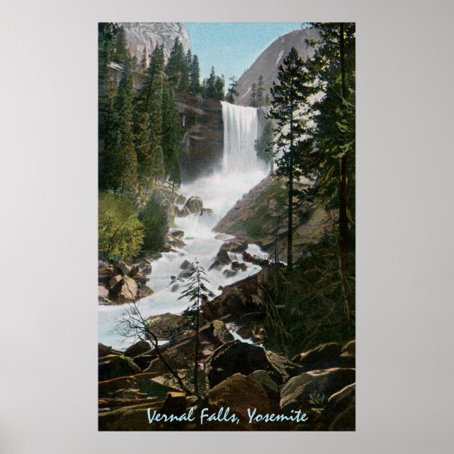 Vernal Falls Vintage Yosemite Poster (Frente)