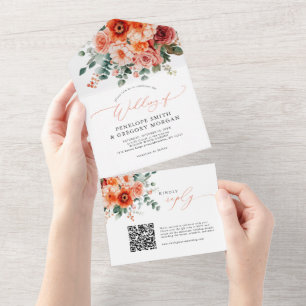 Verona Sunset Bright Orange Modern Floral Casament