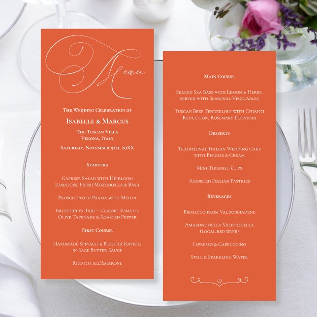 Verona Sunset Wedding Menu (Verona Sunset Wedding Menu)