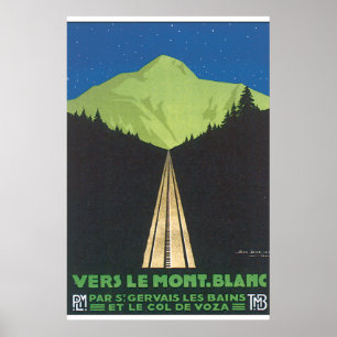 Vers Le Mont. Poster das viagens vintage de Blanc