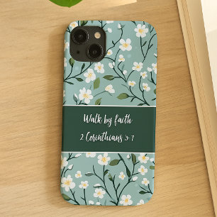 Versículo Bíblico Floral 'Caminhar pela Fé'