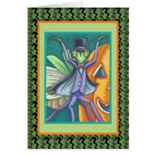 Verso do CARTÃO do DIA DAS BRUXAS da LOUVA-A-DEUS