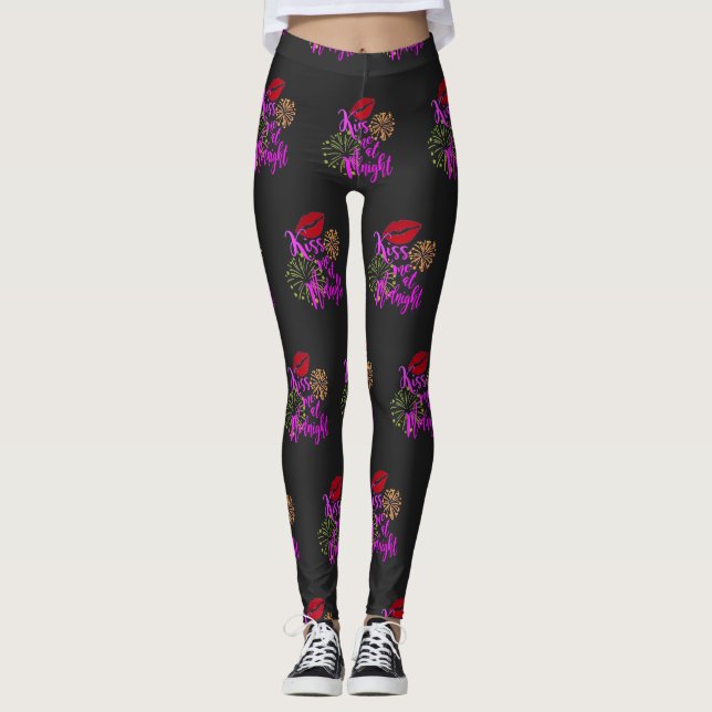Véspera de Ano Novo me beija as leggings (Frente)