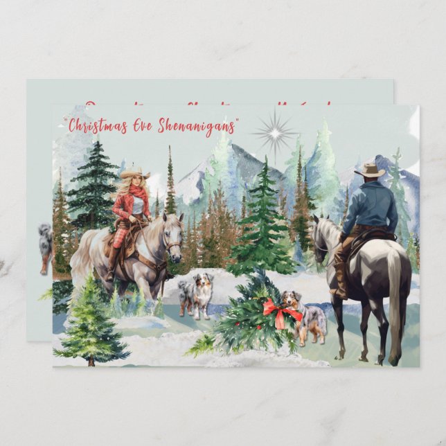 Véspera de Natal Shenanigans com Cartão Aussies (Frente/Verso)