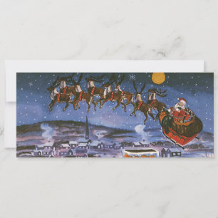 Véspera de Natal Vintage, Papai Noel Voando Trenó