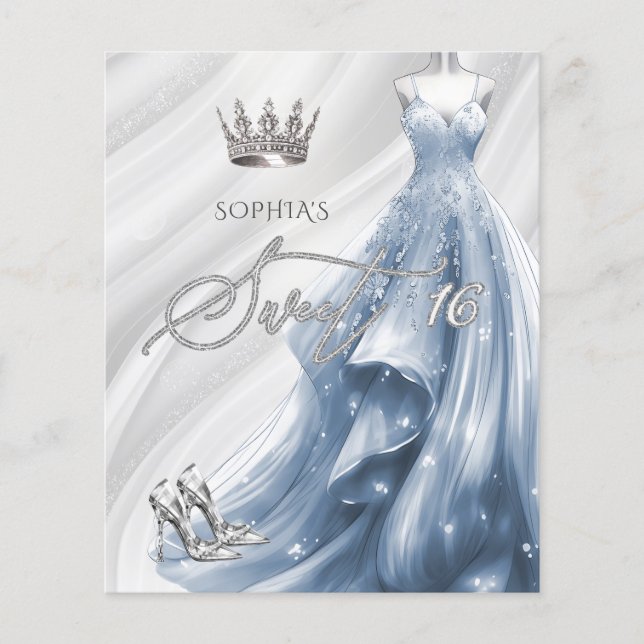 Vestido Azul Suave 16 Convite (Frente)