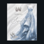 Vestido Azul Suave 16 Convite<br><div class="desc">Prata de Orçamento Dusty Blue Sparkle Dress Princesa Doce 16 Convite</div>