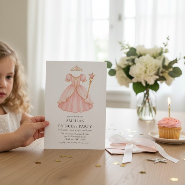 Vestido de Baile Princesa Rosa Convite de Aniversá (Criador carregado)