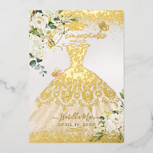 Vestido de Brilho Dourado Champanhe para Quinceane