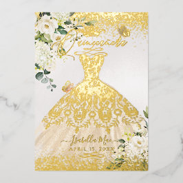 Vestido de Brilho Dourado Champanhe para Quinceane