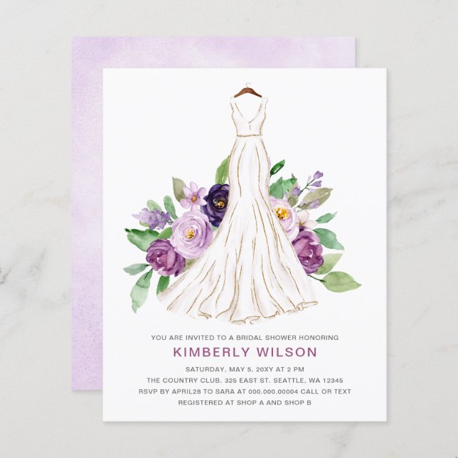 Vestido de Noiva Floral Roxo Orçamento Presente de (Frente/Verso)