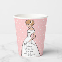 Vestido de Noiva Rosa com Bolinhas Brancas para Ch