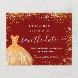 Vestido de ouro vermelho de aniversário salve o ca