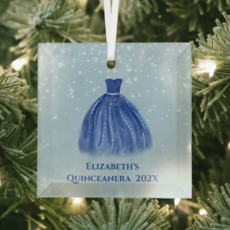 Vestido de Quinceanera Azul Estrelado com Nome