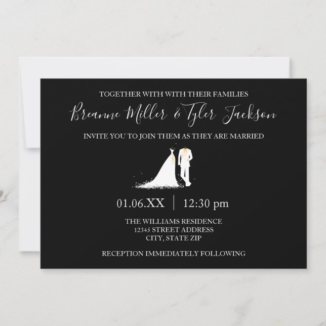 Vestido e Tux - Convite para Casamento (Frente)