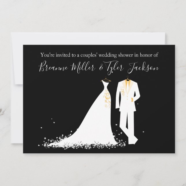 Vestido e Tux - Convite para Chás de casamento de  (Frente)