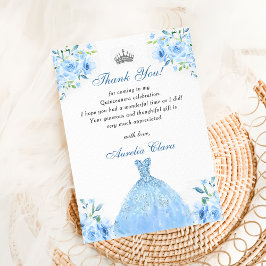 Vestido Floral Azul Prata de Quinceanera Cartão de
