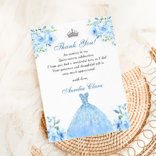 Vestido Floral Azul Prata de Quinceanera Cartão de