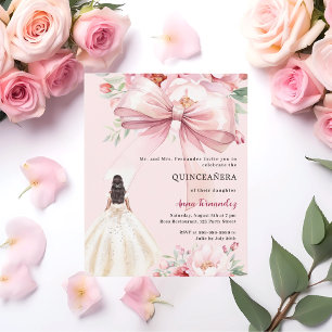 Vestido floral cor-de-rosa brilhante Quinceanera c