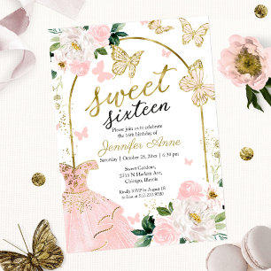 Vestido Floral Doce 16 Convite Borboleta