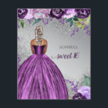 Vestido Lilás Brilho Orçamento Doce 16 Aniversário<br><div class="desc">Convite de Aniversário Doce 16 Lilás Prata Brilho Orçamento. Pele Escura Cabelo Loiro</div>
