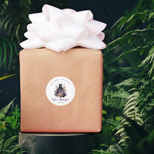 Vestido preto adesivos redondos clássicos roxos pa (Criador carregado)