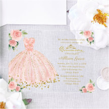 Vestido Princesa Dourado Rosa Floral Quinceañera