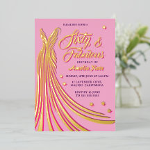 Vestido Rosa com Folha de Ouro Aniversário de 60 a