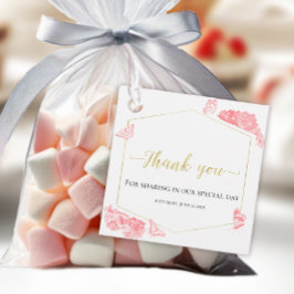 Vestido Rosa Floral Quinceanera Favor Etiquetas