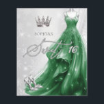 Vestido Verde Emerald Flocos de Neve Doce 16 Convi<br><div class="desc">Prata Emerald Green Vestido Neve Flocos de Neve Winter Sweet 16 Convite</div>