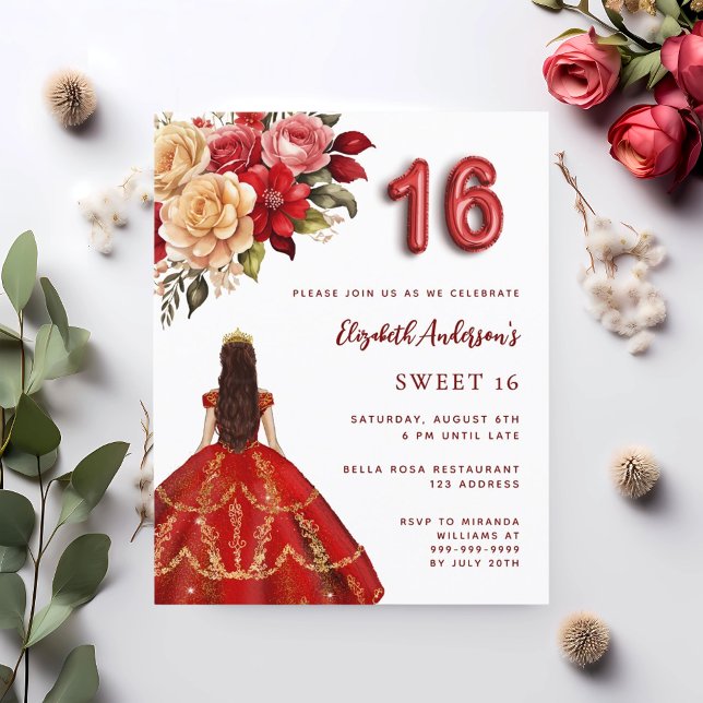 Vestidos de ouro vermelho rosa branco doce 16 conv (Criador carregado)